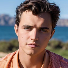 outdoor photo of Angelo Valle wearing a salmon colored shirt